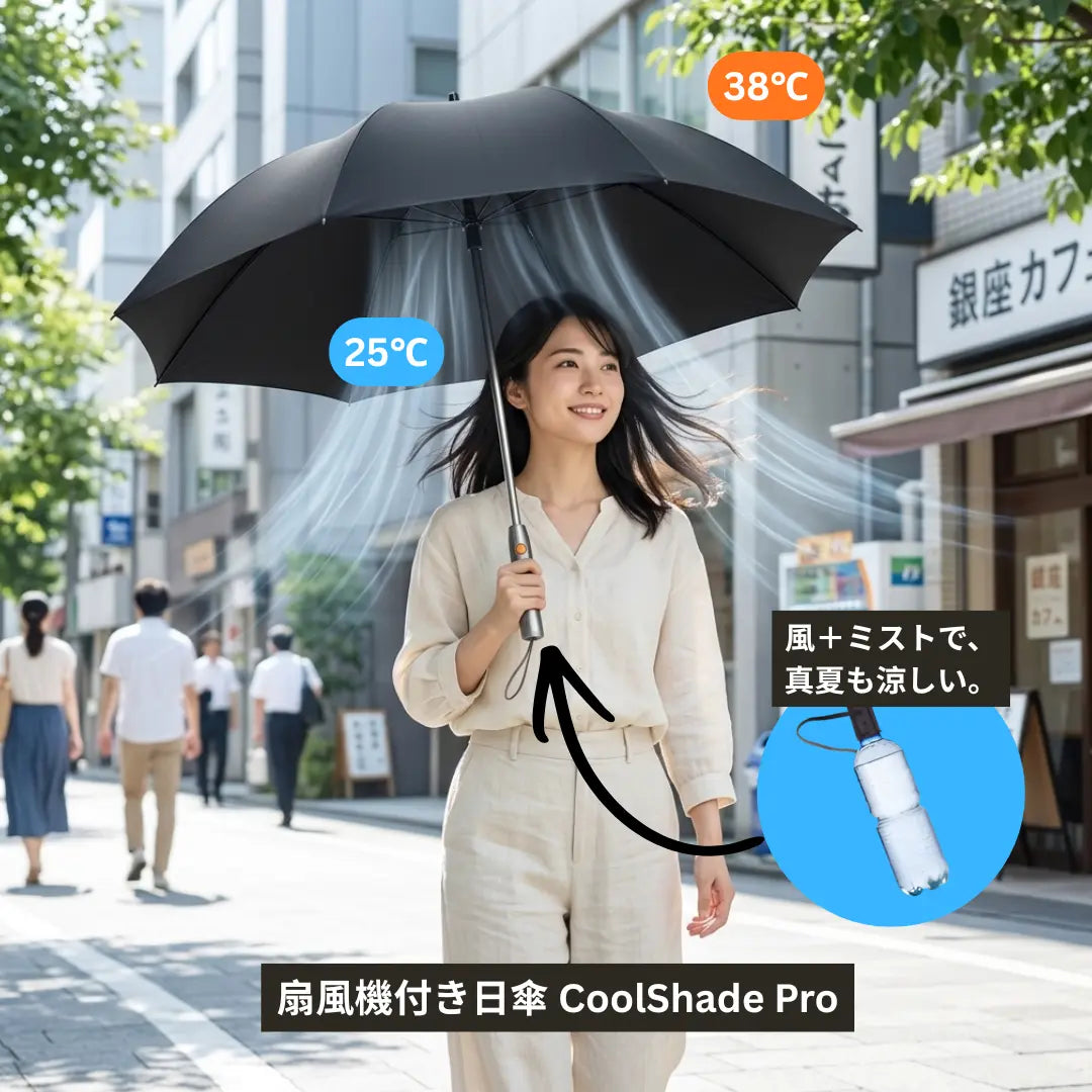 CoolShade Pro — 扇風機付き日傘